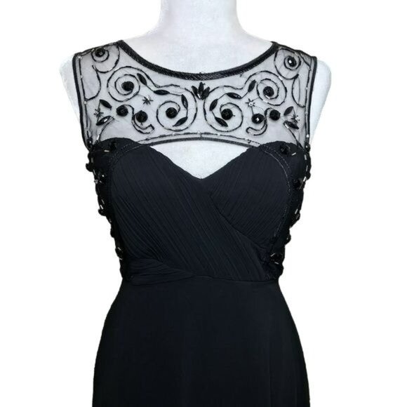 Maniju Lace Embellished Chiffon Maxi Formal Dress Black Size Medium NWT - Picture 3 of 6